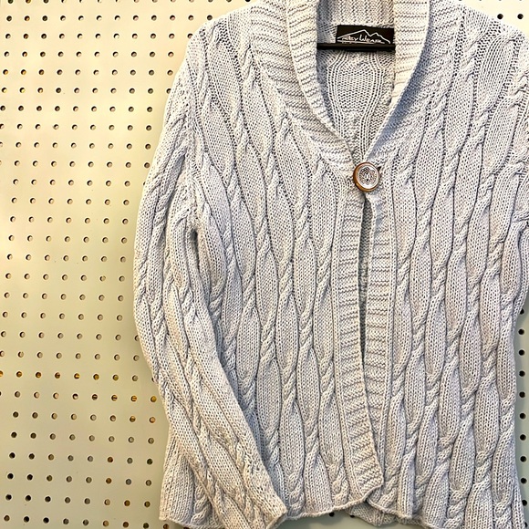 Rey Wear Hand Knit in Bolivia Women’s Cotton Cardigan One Button Front Size L - Picture 5 of 11